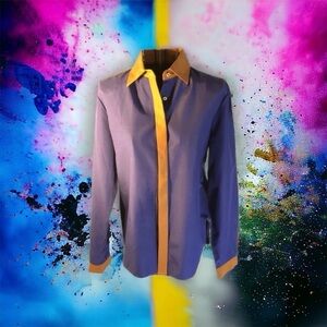 J. Peterman Button Up Silk Blend Blouse Purple Size 4